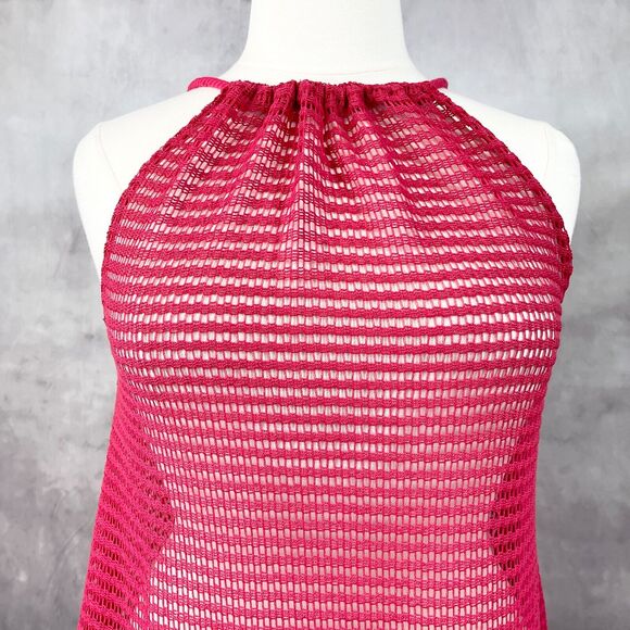 Haute Hippie Crochet Cover Up Womens XLarge Beach Swim Vacation Festival Magenta - Picture 5 of 11